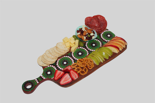 Green Dot Painted Cheese Board