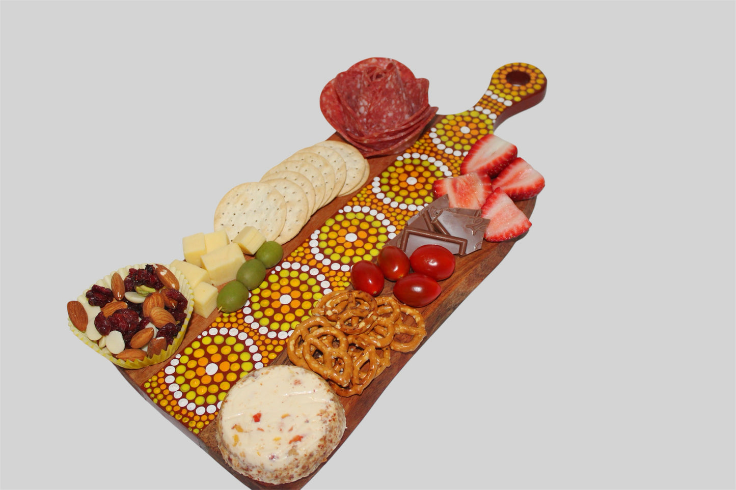 Yellow Dot Painted Cheese Board