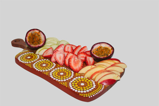 Yellow Dot Painted Cheese Board