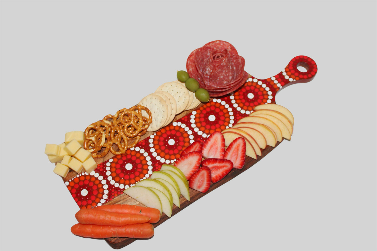 Orange Dot Painted Cheese Board