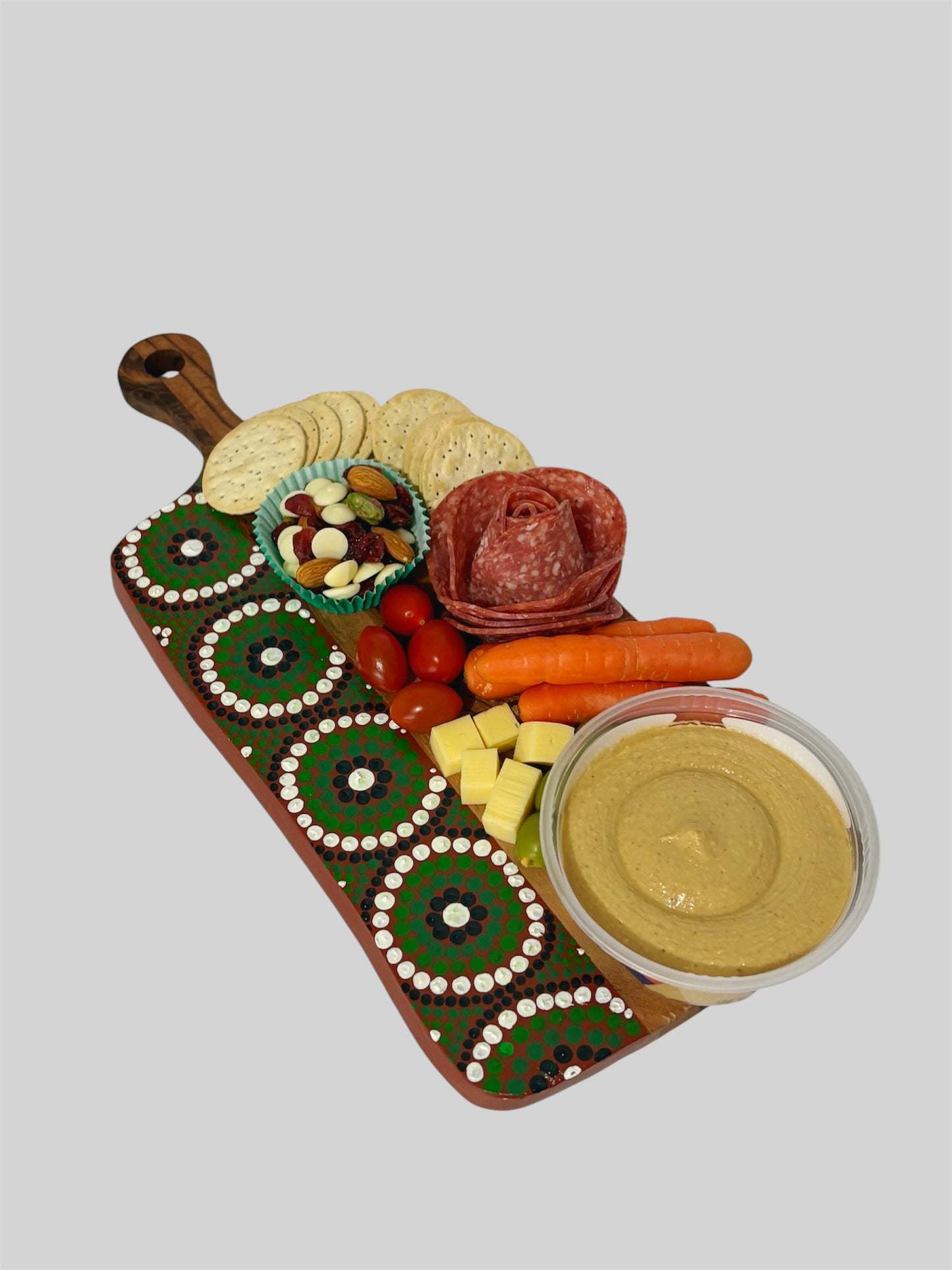 Green Dot Painted Cheese Board